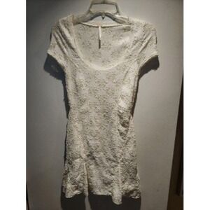 Free People Crochet Lace Mini Dress Ivory XS Short Sleeve Casual